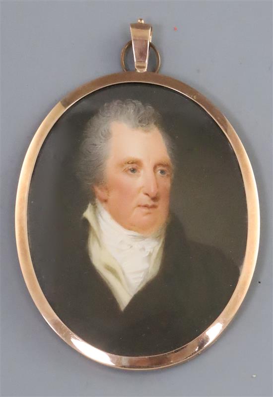 Francis Hargreaves (fl.1810-1854) Miniature portrait of Mr Roscoe, 1818, 3.25 x 2.75in